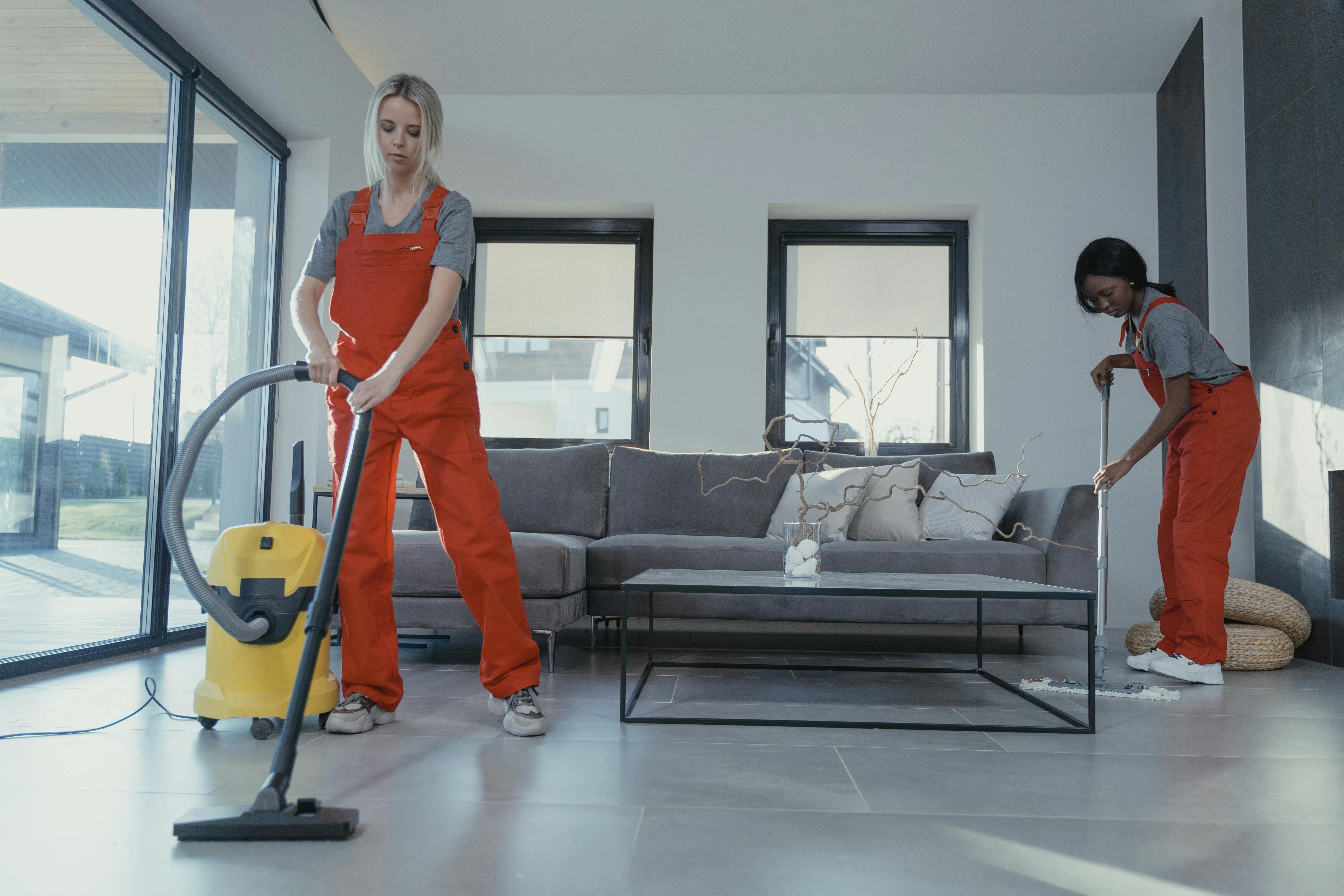 Professional cleaning team providing service